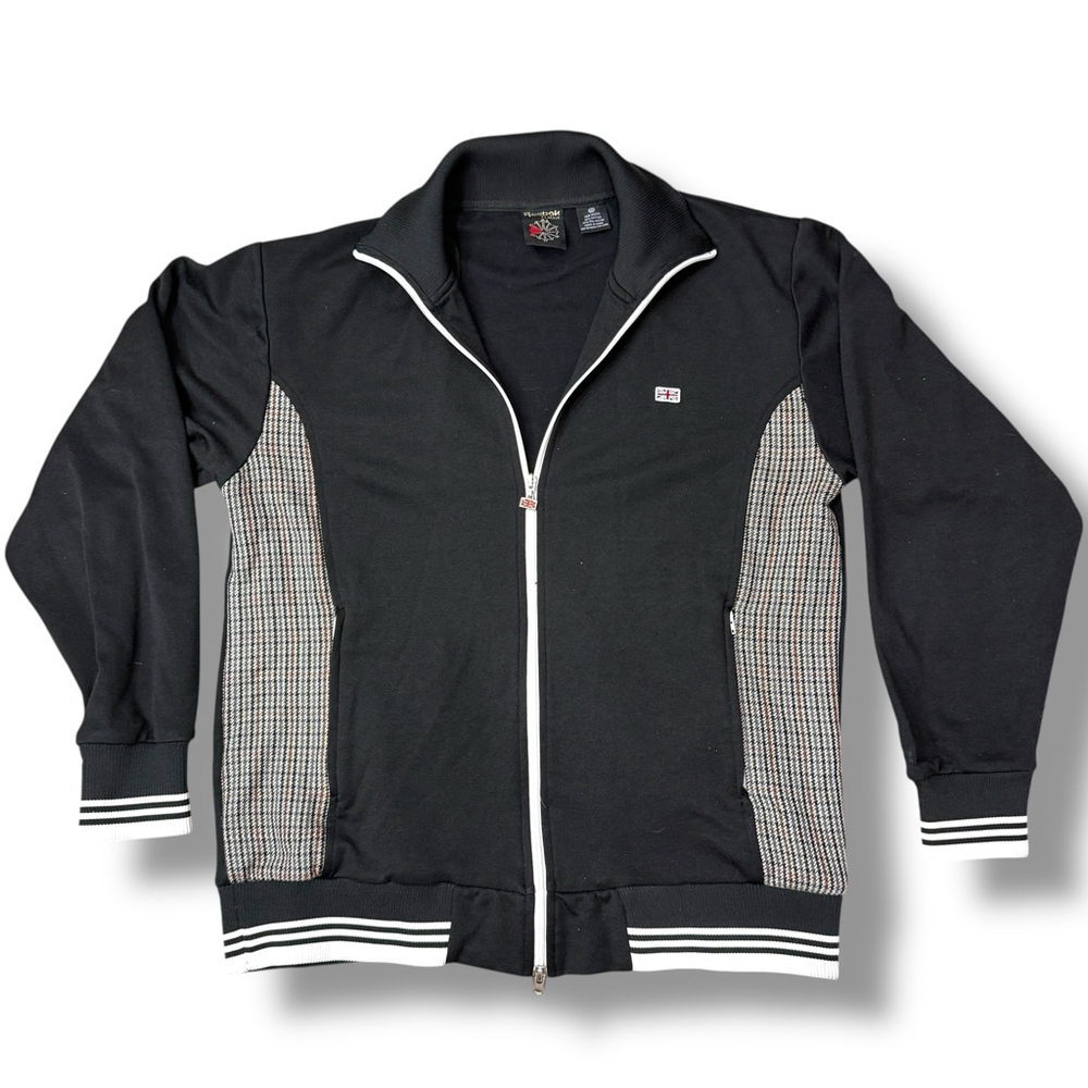 Reebok Classic Black Houndstooth Track Jacket Mens XL